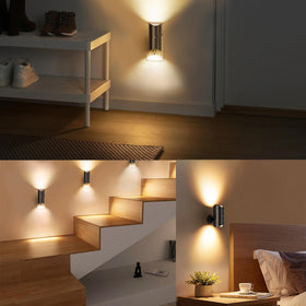 Aora black finish Night Light blends with modern interiors.