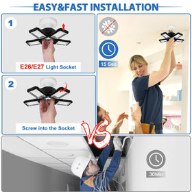 Aoretic 2-Pack LED garage lights emit 16000 lumens for bright, productive work areas.