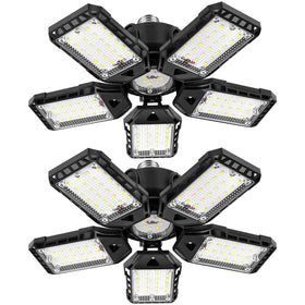 Aoretic 2-Pack LED garage lights with 5-panel deployment for customizable coverage in any garage.