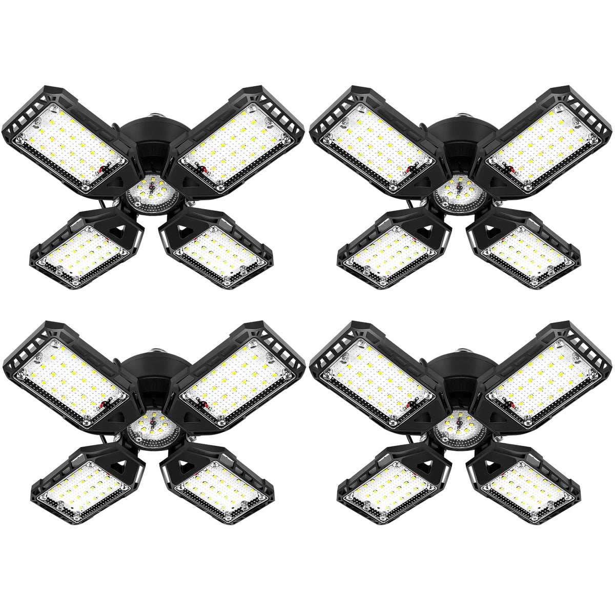 Aoretic 4-pack LED garage lights, front view, high brightness for clear visibility.