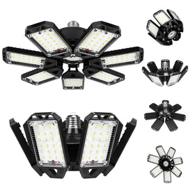 Aoretic LED garage light with 7-panel deformable design for 360° coverage