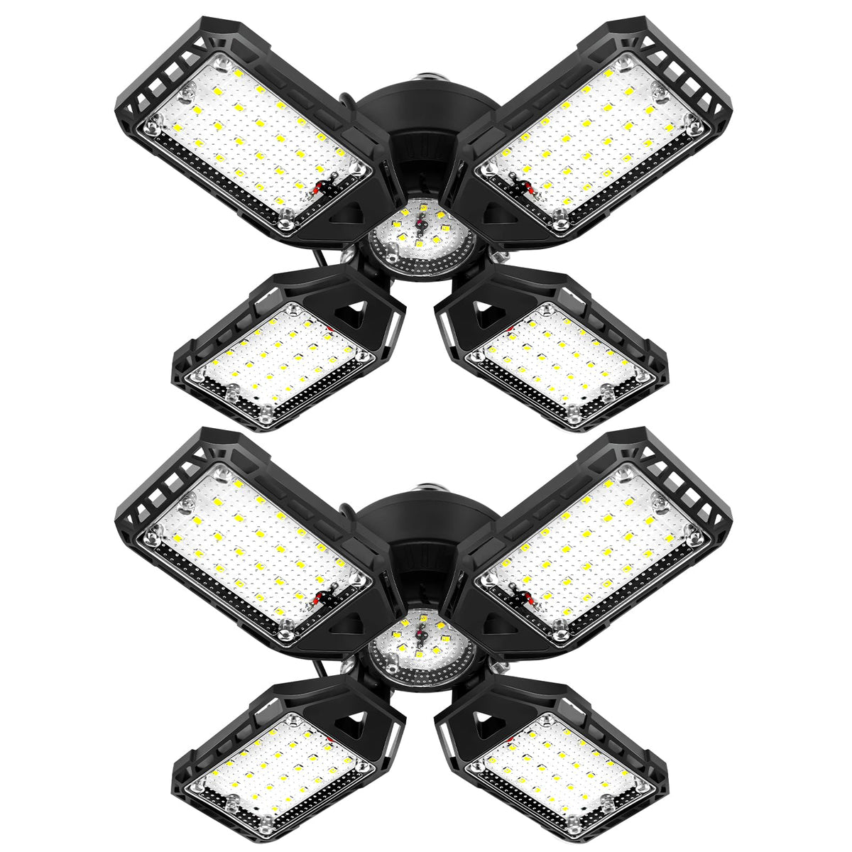 Aoretic LED garage lights 2-pack ready for bright, energy-efficient garage illumination.
