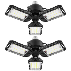 Aoretic LED garage light with three-panel deformable design for flexible lighting.