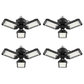 Aoretic LED garage lights four-pack, front view, delivers bright, even illumination.