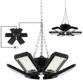 Aoretic LED garage lights with 6+1 panels, assembly view for full coverage.