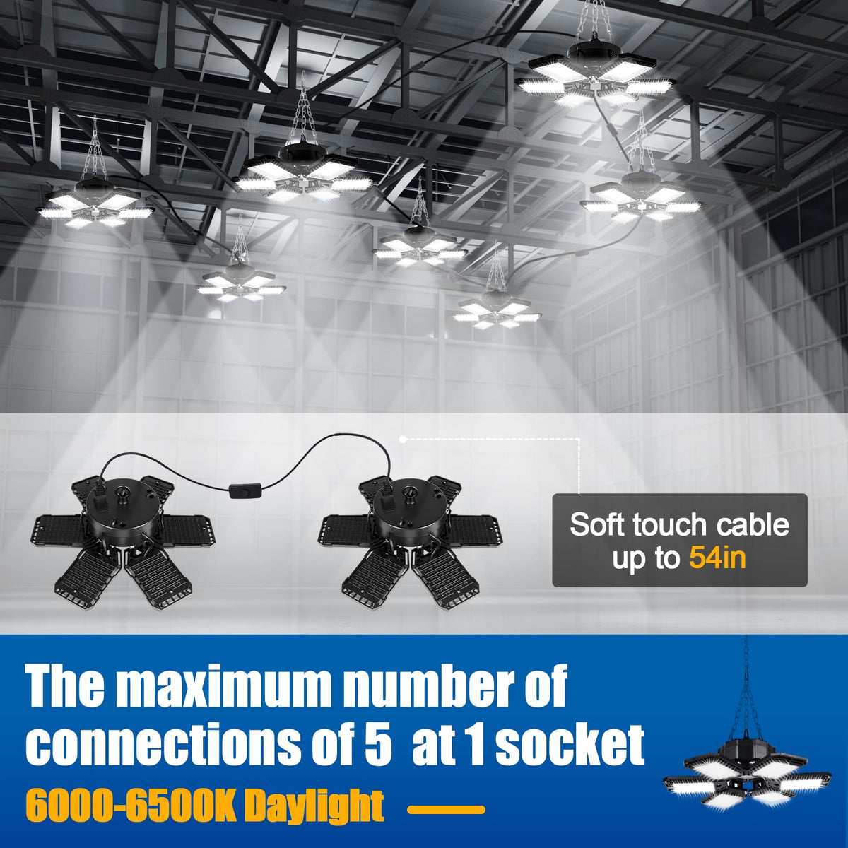 Aoretic energy-saving garage light panel with aluminum heatsink and long life.