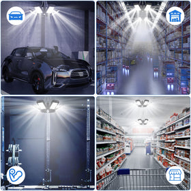 Aoretic large-area lighting suited for garage, barn, and shop.