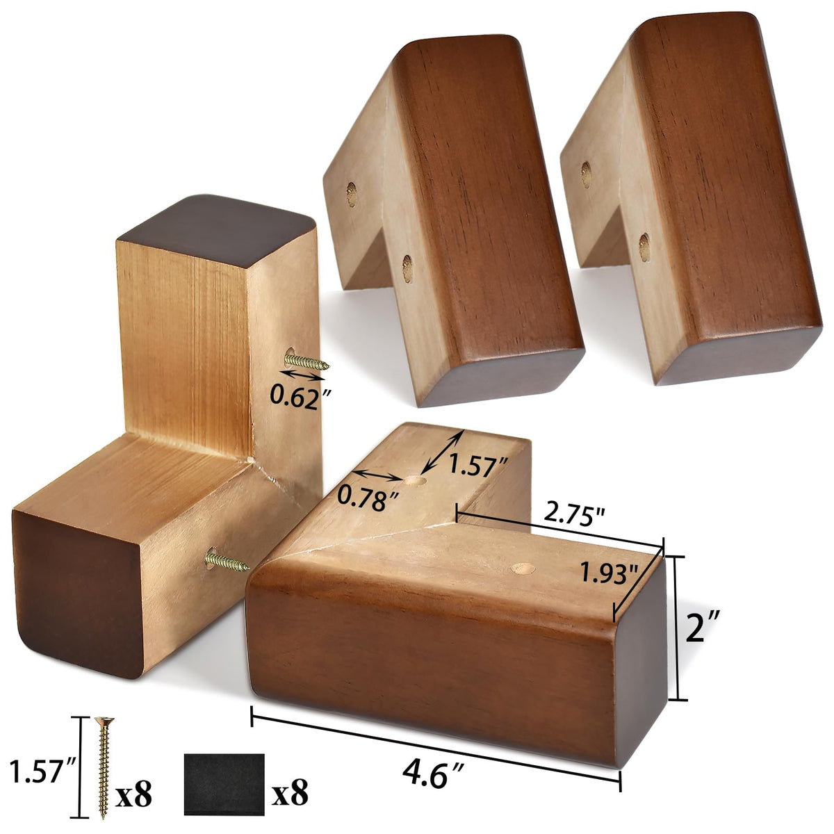 AORYVIC L-shaped bed risers install easily to adjust furniture height.