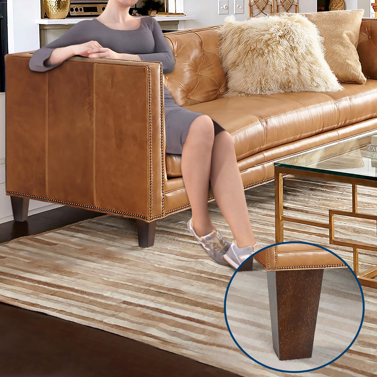 AORYVIC mid-century modern pyramid legs on a sofa.
