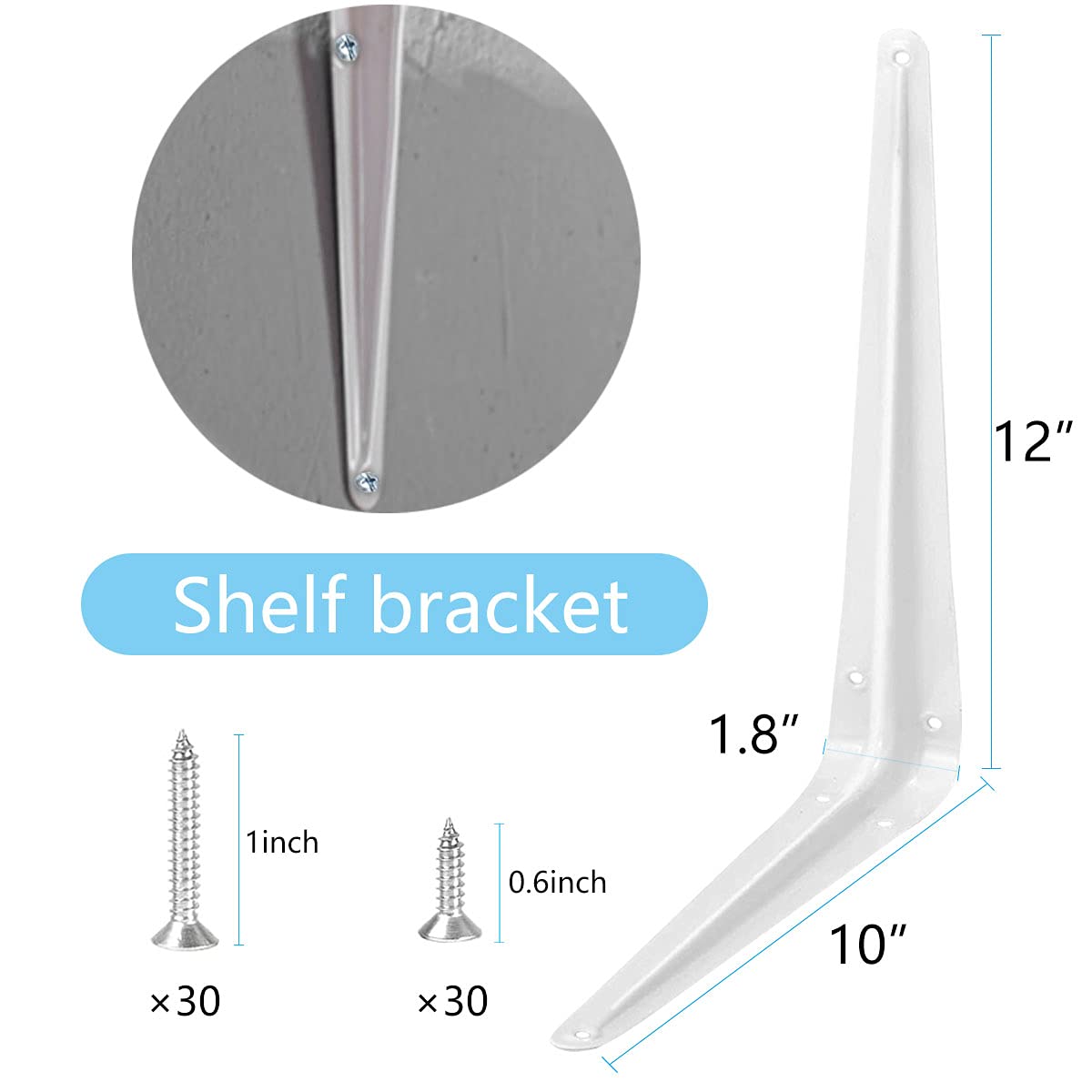 aosdanting white shelf brackets pack image emphasizing versatile hardware for home projects.