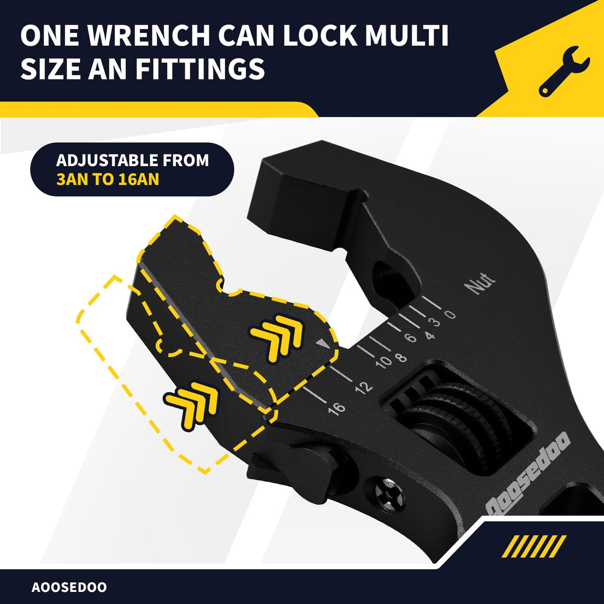 AOOSEDOO double-ended wrench with 6AN and 8AN jaws for quick sizing