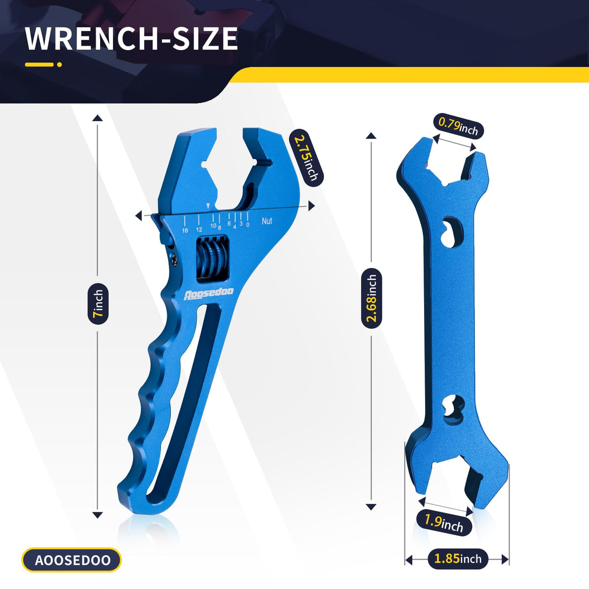 AOSEODOO blue wrench on hose fittings for easy alignment.