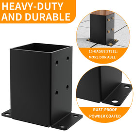 AOSTD rust-proof finish shields the base from weather on wood or concrete.