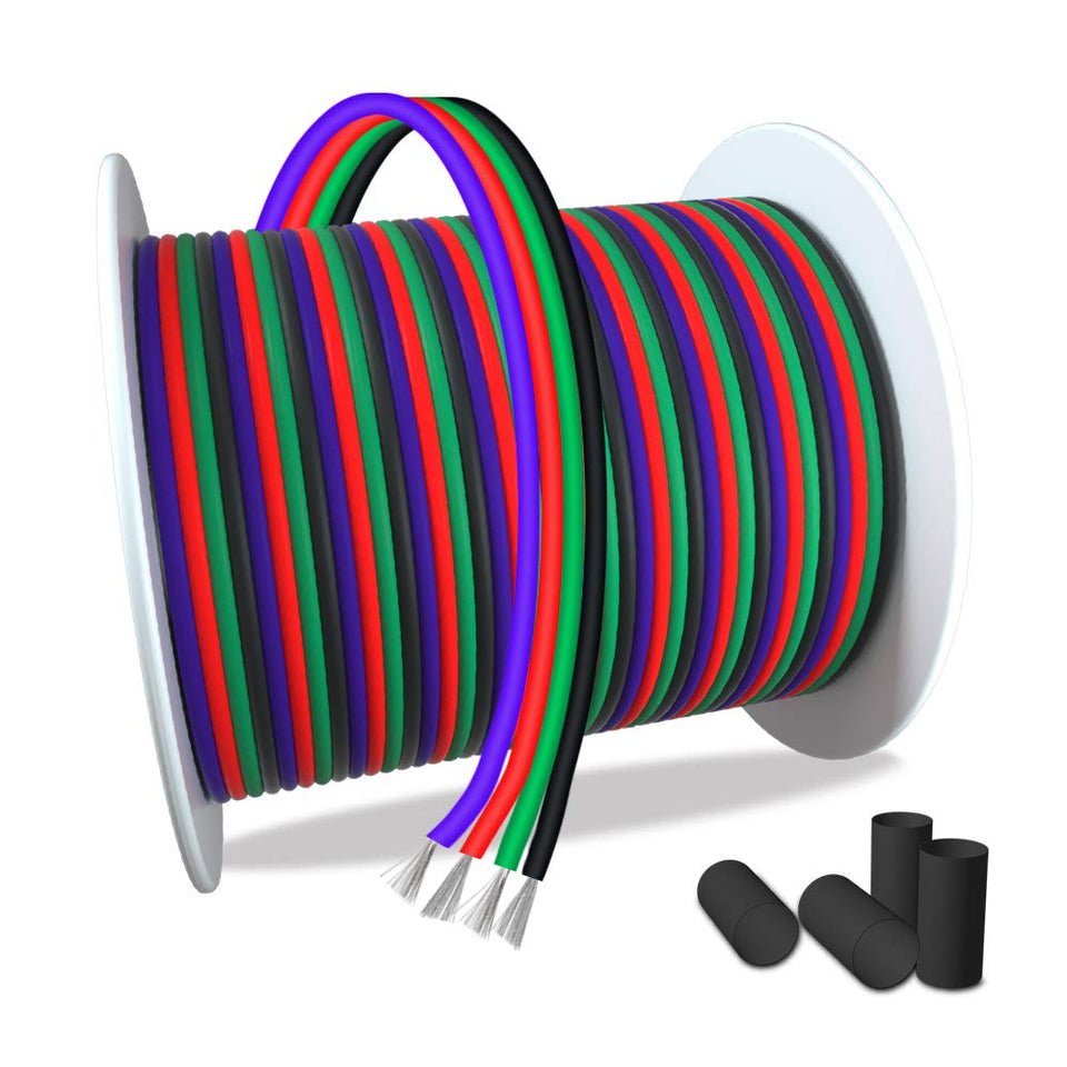 AOTOINK 100ft RGB extension cable with 4-pin connector for flexible LED setups