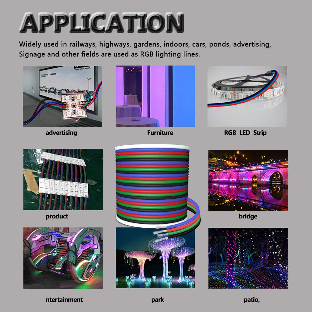AOTOINK 4-wire 22AWG conductor enables easy RGB wiring