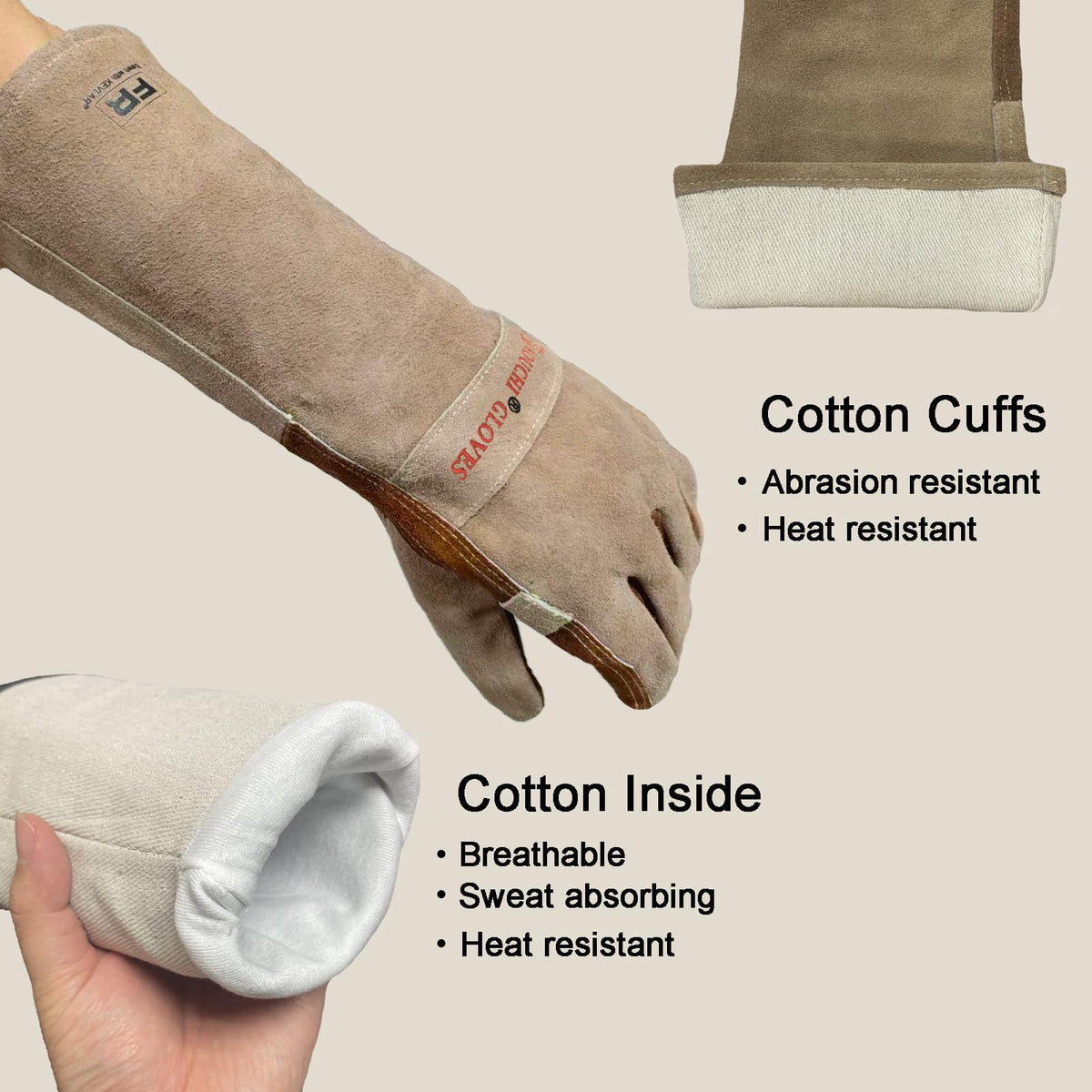 AOUCHI heat resistant cowhide gloves ideal for hot tasks and outdoor grilling