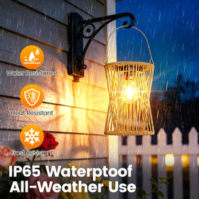 Smart-sensor outdoor lantern auto on at dusk for ambience.
