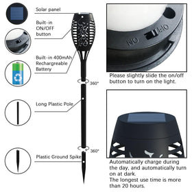 AOUNQ solar torch light with daylight sensor for auto on off.