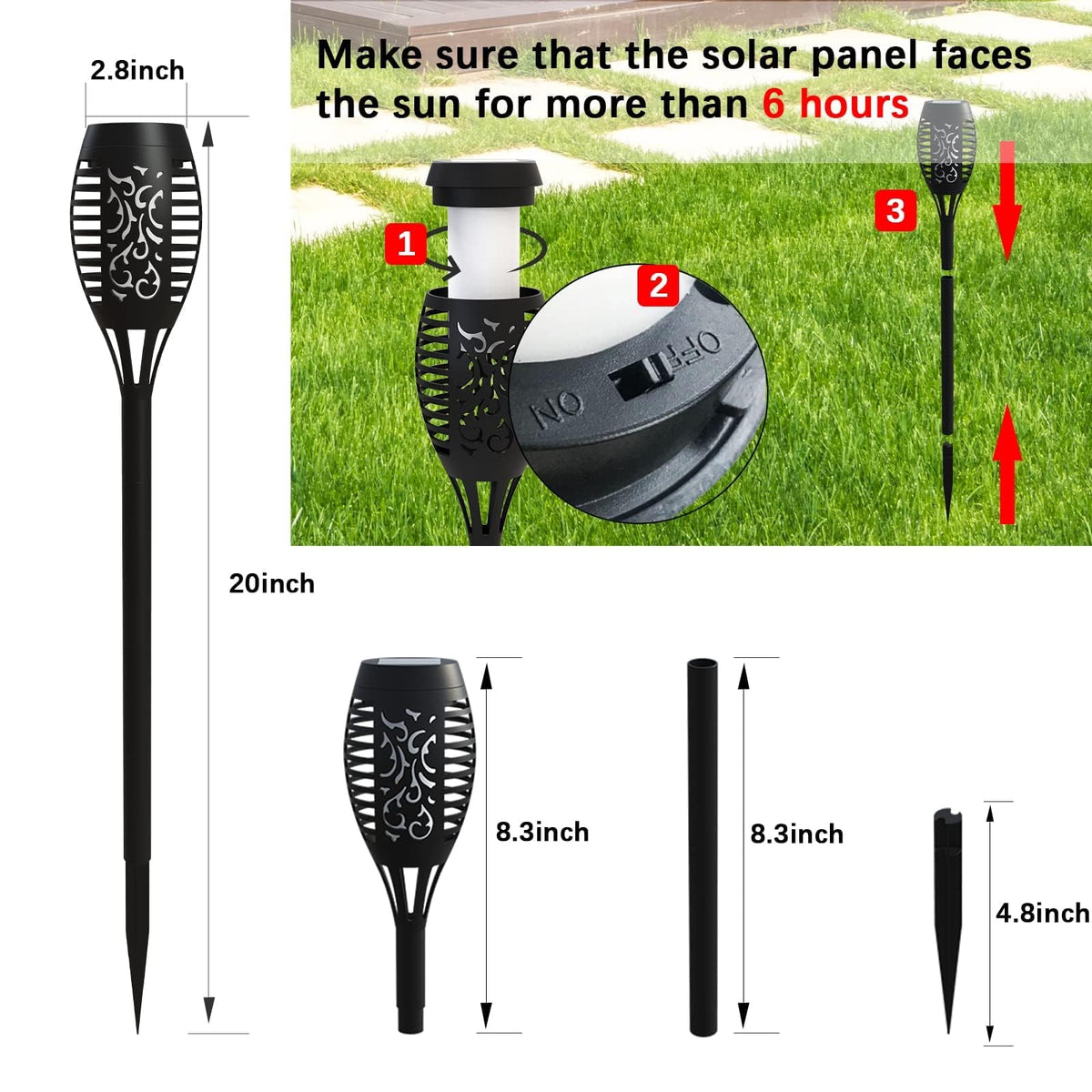 AOUNQ yard pathway torch lights offer durable weatherproof illumination.