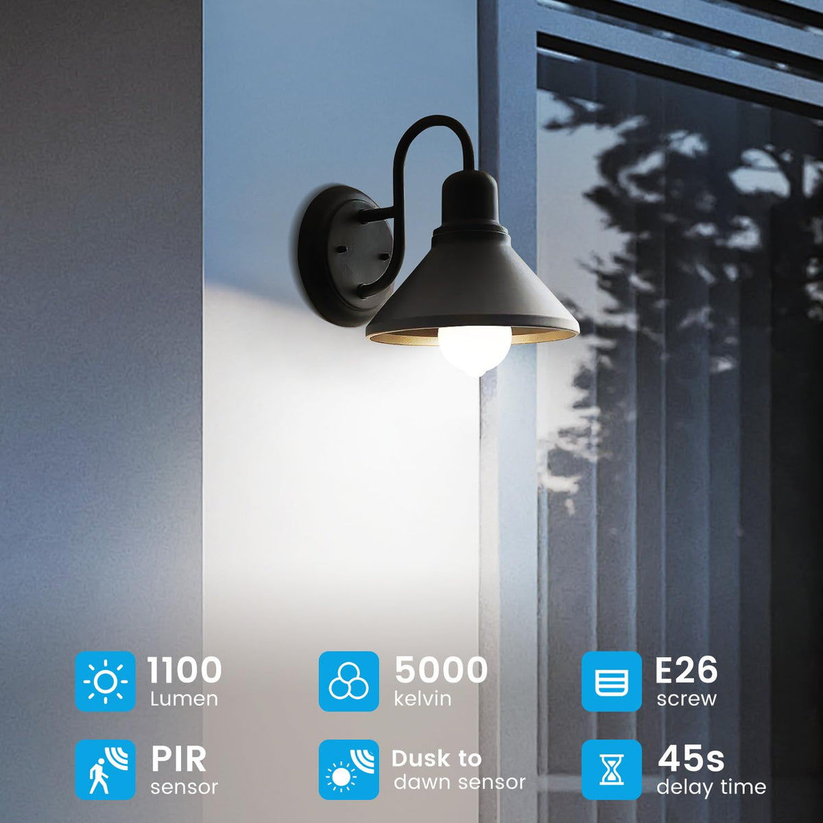 Aovpex motion sensor bulb illuminating a stairwell for safer steps
