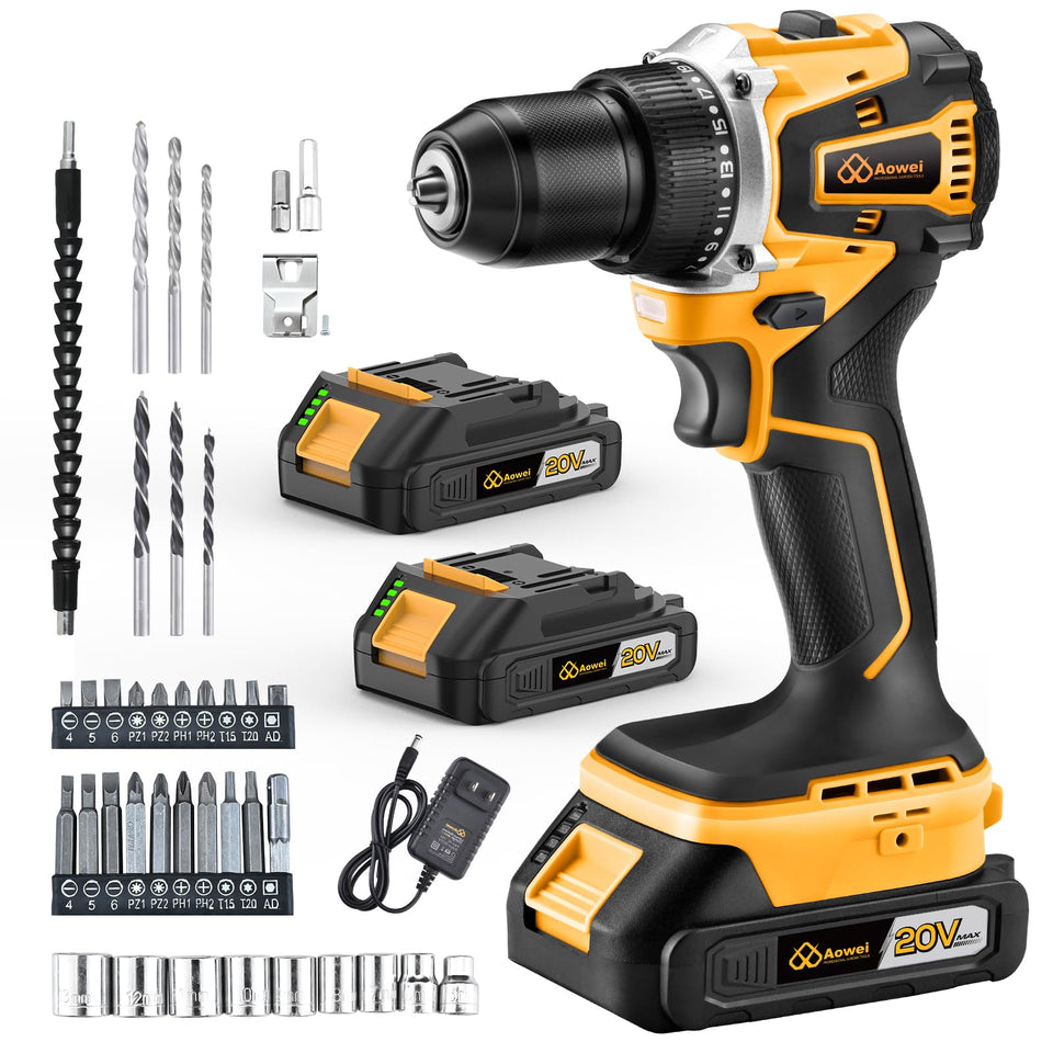AOWEI cordless drill brushless compact body for lightweight, precise DIY tasks.
