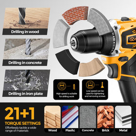 AOWEI metal keyless chuck for secure bit grip.