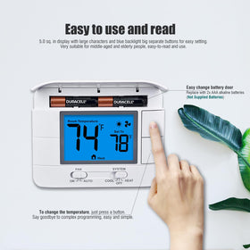 Aowel thermostat front view with a large blue backlit display.