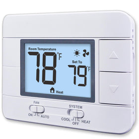 Aowel thermostat front view with backlit LCD for easy nighttime readability