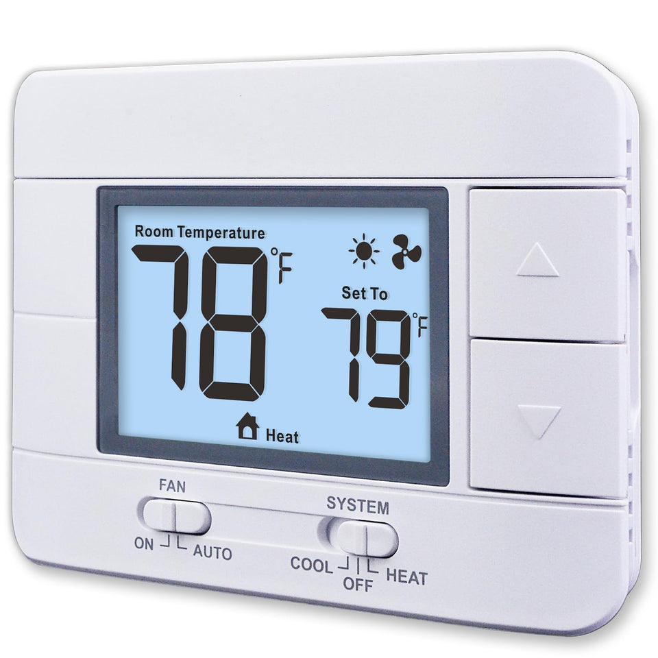 Aowel thermostat front view with backlit LCD for easy nighttime readability