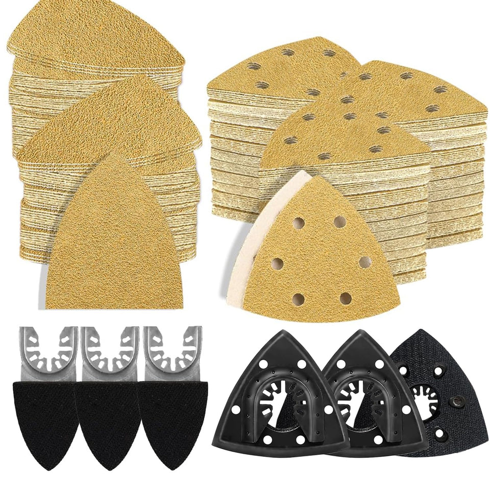 Aozzy 186pcs sandpaper kit packaging shows wide grit range for multi-tool use