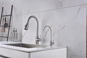 Apaix 360-degree swivel spout for flexible reach from any sink side.