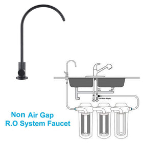 Apaix matte black faucet deck installation shows universal adapters