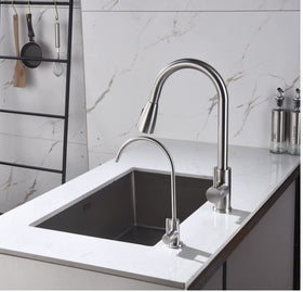 Apaix high-arc spout provides ample clearance for tall containers and bottles.