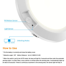APCENS motion sensor light in a shed illuminating dim storage area