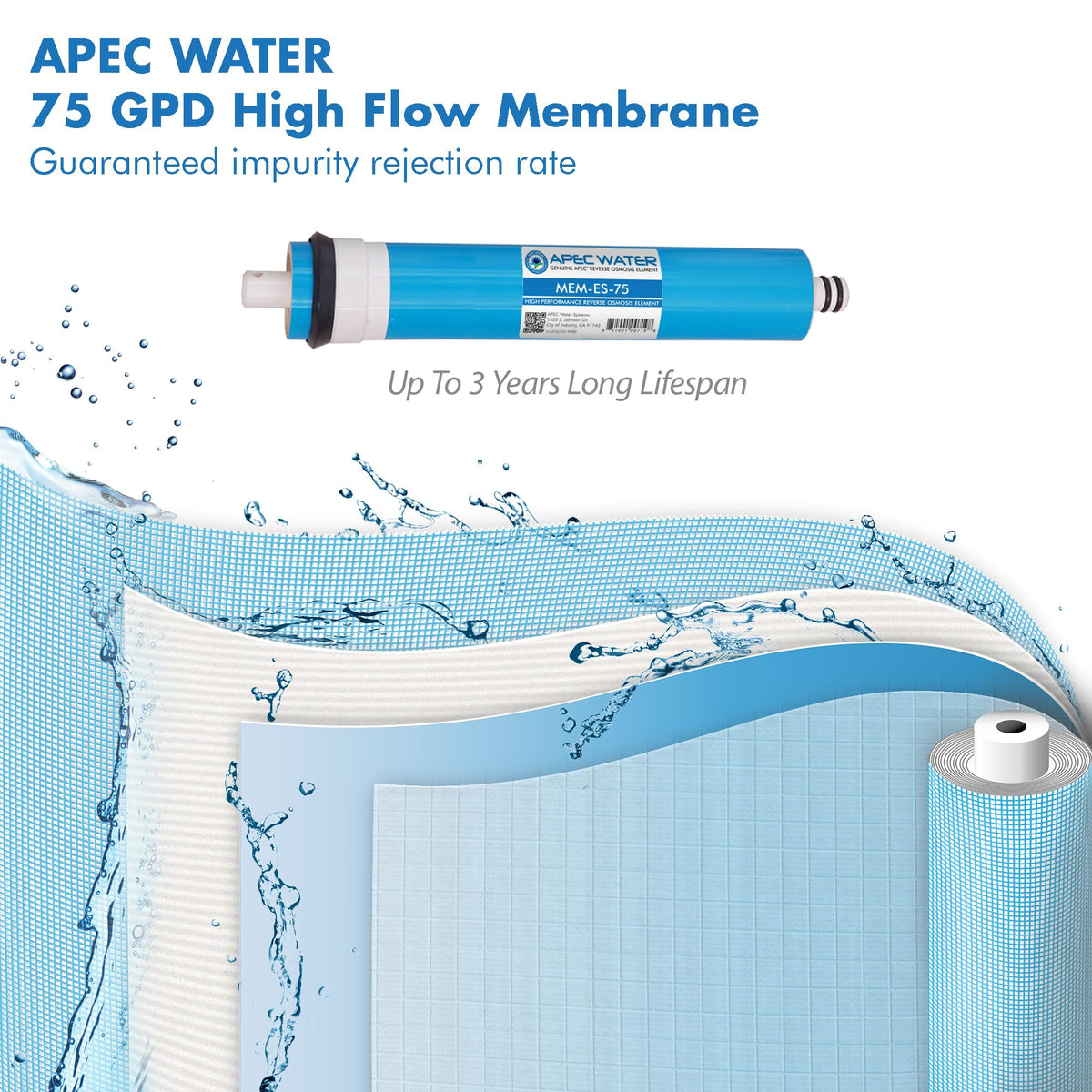 APEC FILTER-MAX-ESPH Stage 5 coconut carbon removes residual flavors for freshness