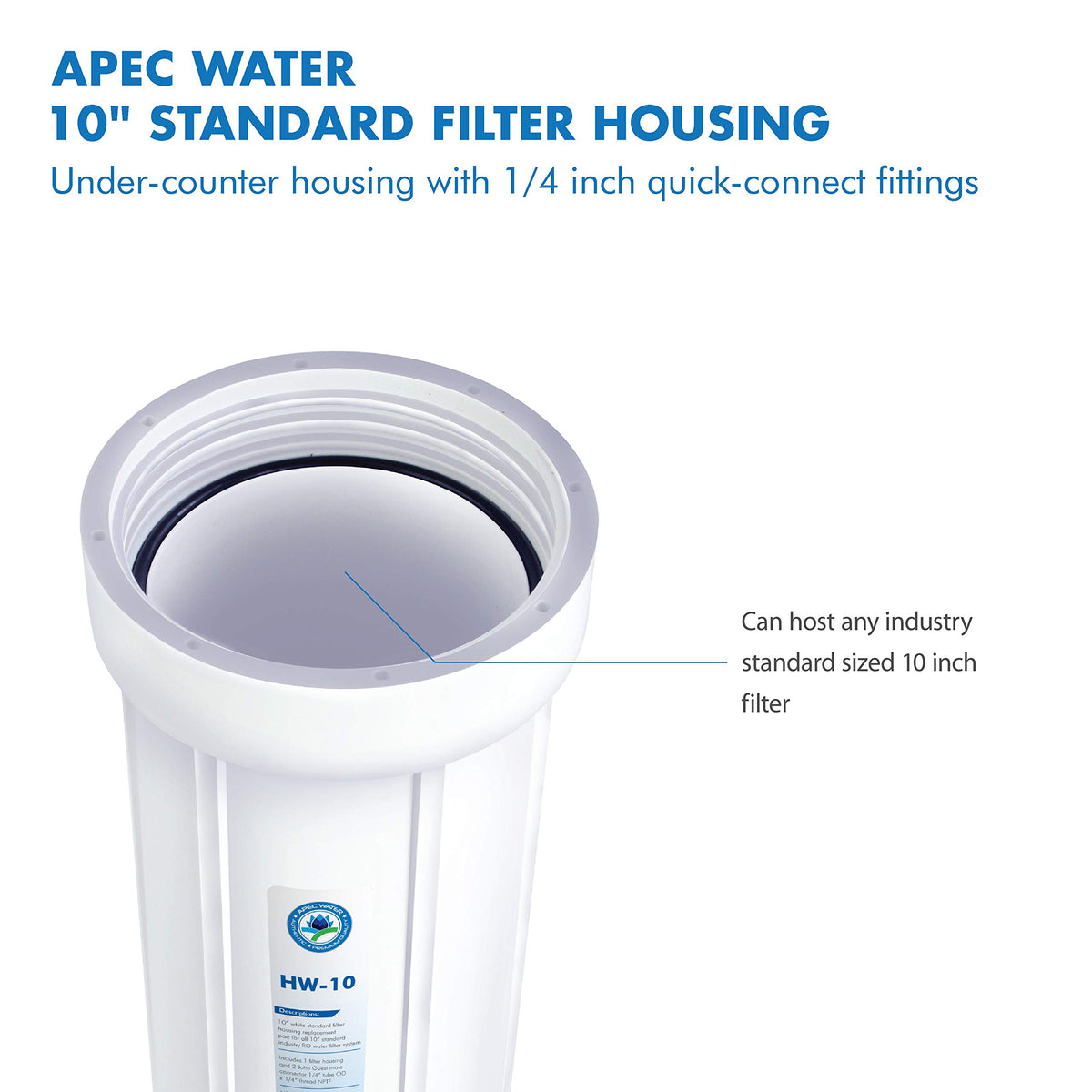 APEC Water HW-10 quick-connect fittings enable fast, tool-free setup.