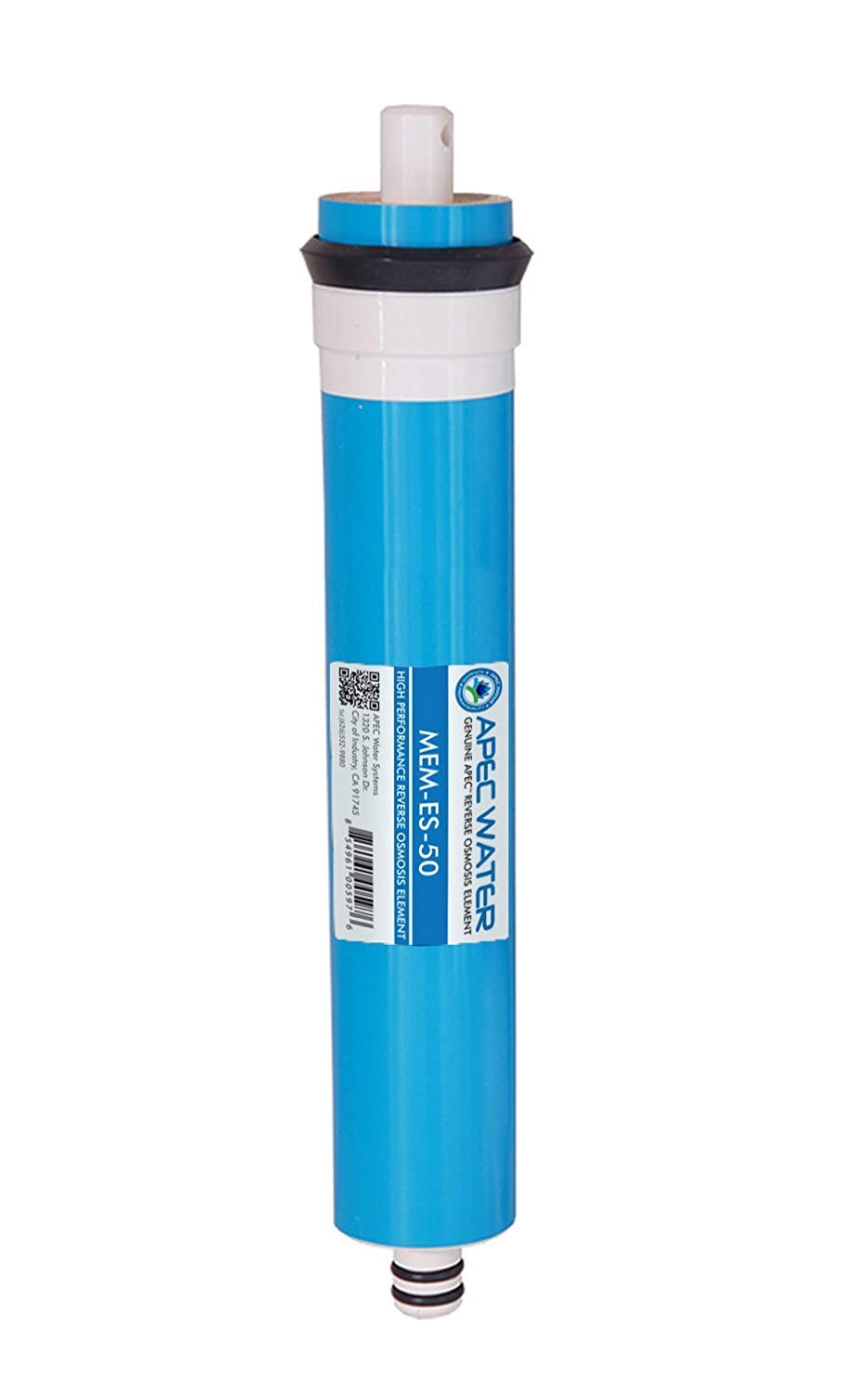 APEC MEM-ES-50 membrane replacement shown in a standard RO housing for high-purity water.