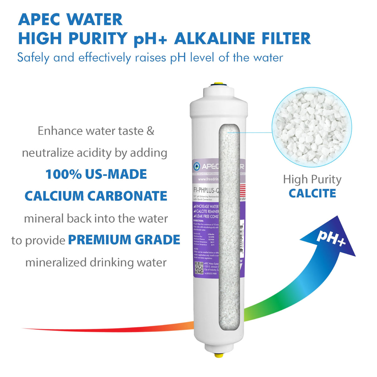 APEC Water NSF-certified filtration reduces impurities for better-tasting water.