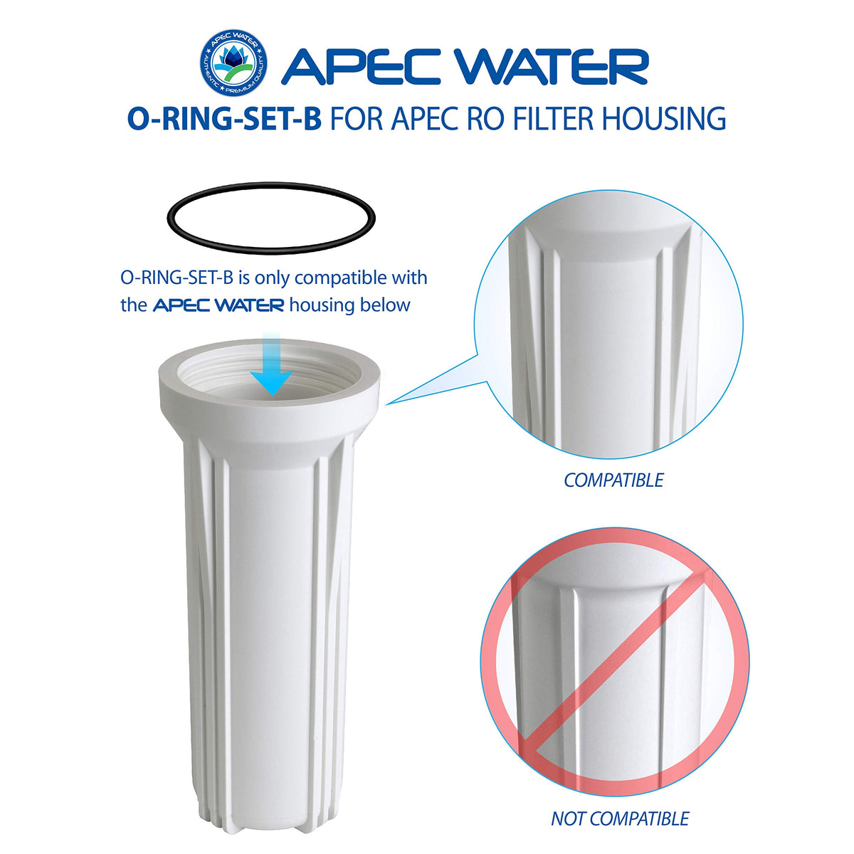 APEC Water O-Ring set (3 pcs) for standard housings enables easy maintenance.