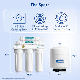APEC Water ROES-50X 5-stage filtration diagram and components