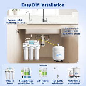 APEC Water ROES-50X under-sink filtration unit installed