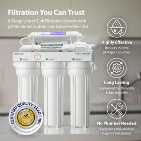 APEC Water ROES-PH75X cartridge close-up highlighting premium calcium media