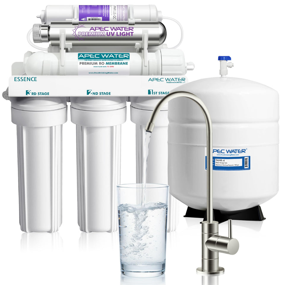 APEC Water ROES-PHUV75 front view of a compact under-sink filtration system.