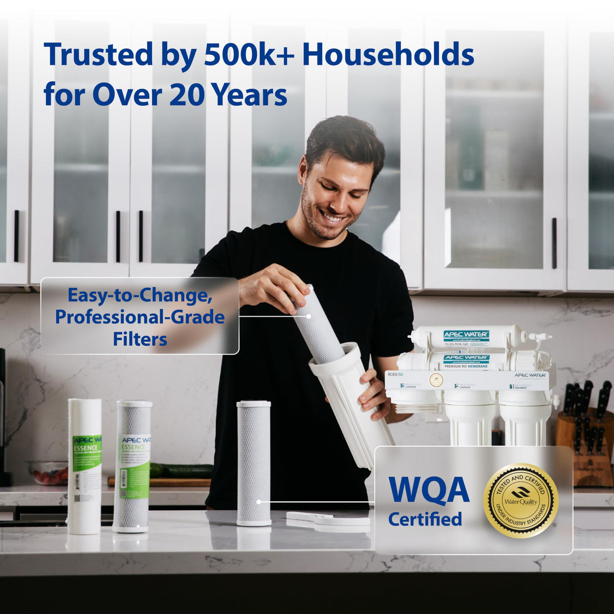 APEC Water ROES-PHUV75 100% lead-free faucet and safe tubing.