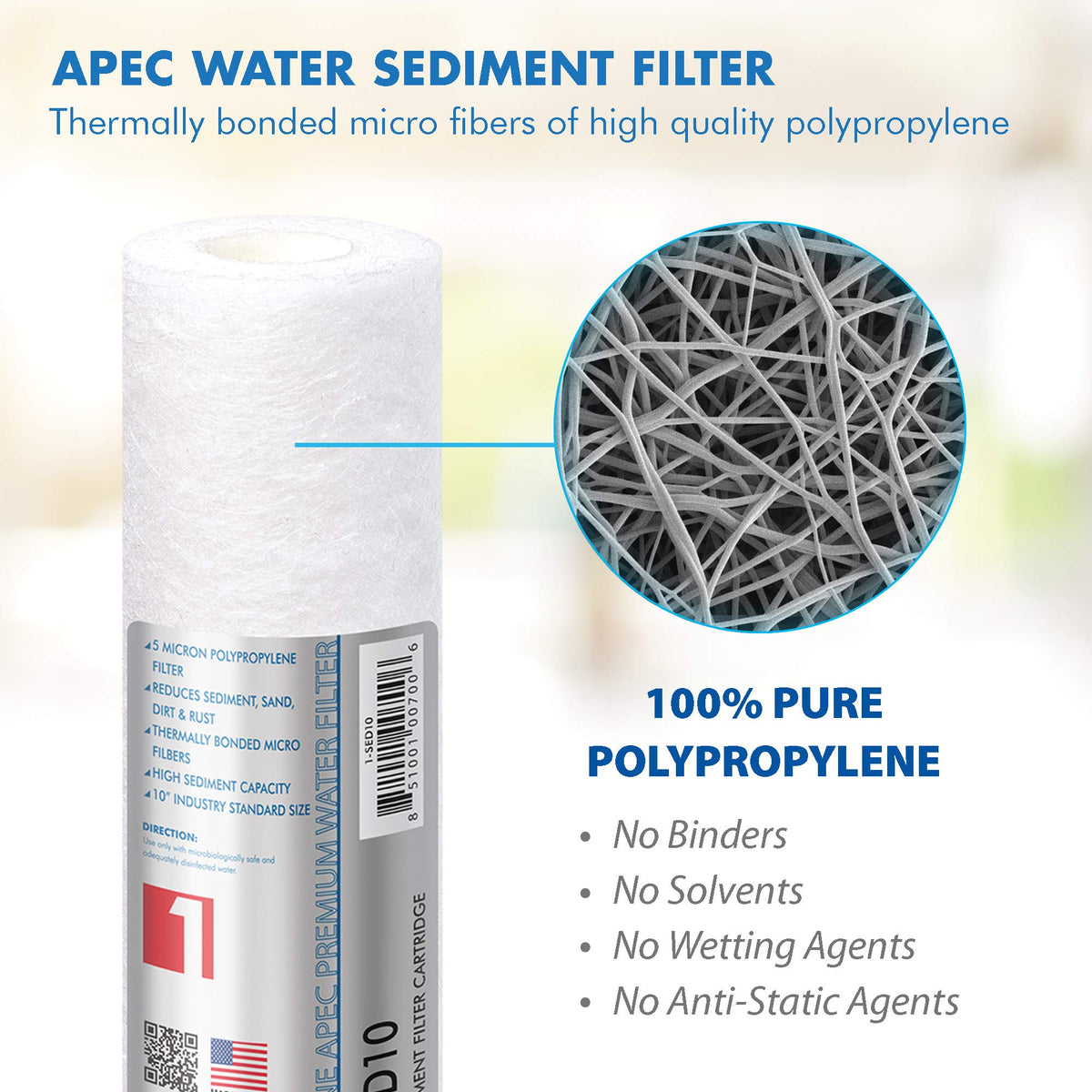 APEC extruded carbon block filter stage 3 reduces VOCs and cloudiness