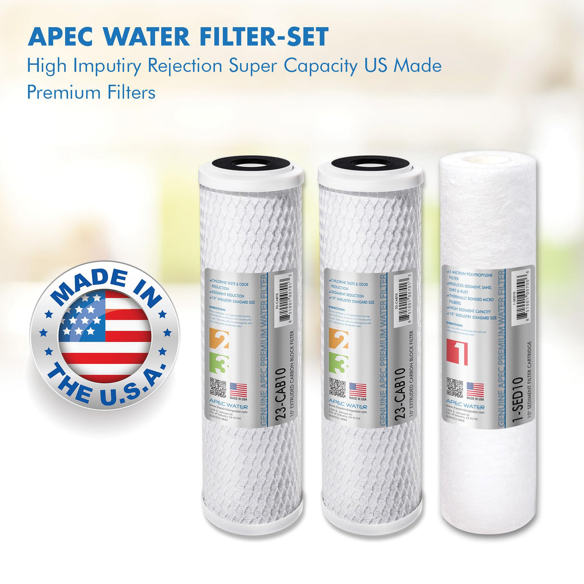 APEC Water Ultimate Series sediment filter removes dirt and rust from water