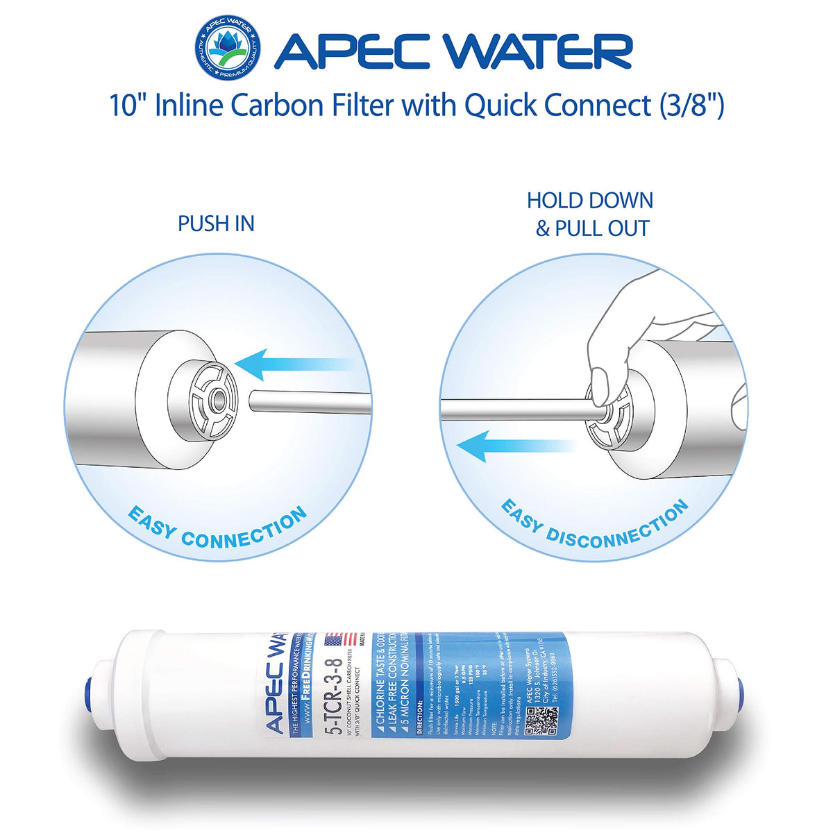 APEC US-made GAC carbon media reduces chlorine and odor in water