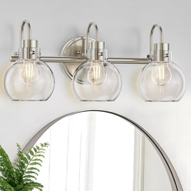 Apenath 3-lights vanity light in brushed nickel for bathrooms and hallways.