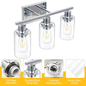 Apenath bathroom light suitable for damp-area use with glass shades.