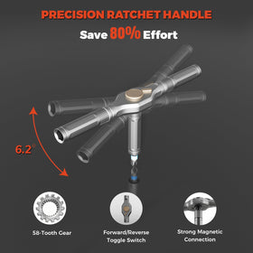 ApexSelect 58-tooth ratchet enables smooth turning in tight spaces for fast work.